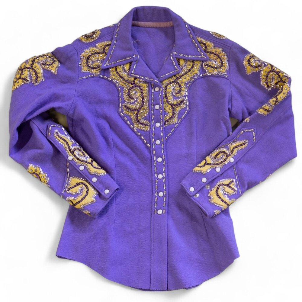 Vintage 1950s Rodeo Queen Western Suit – Custom Purple & Gold Sequin - Picture 6 of 17